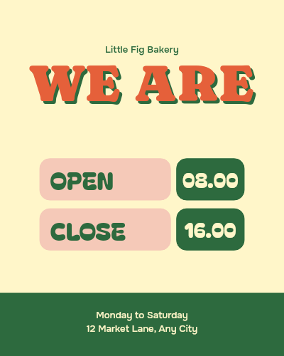 We Are Open Hours Post template preview