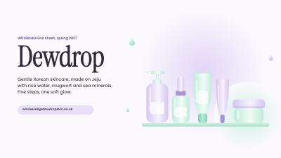 Dewdrop Skincare Wholesale Line Sheet Deck template preview