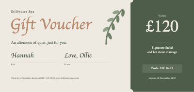 Stillwater Spa Gift Voucher template preview