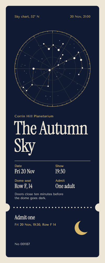 Corrin Hill Planetarium Ticket template preview