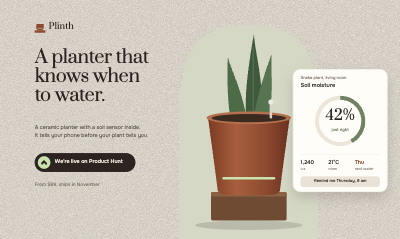 Plinth Smart Planter Product Hunt Launch Kit template preview