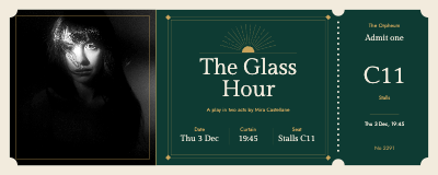 The Glass Hour Theatre Ticket template preview