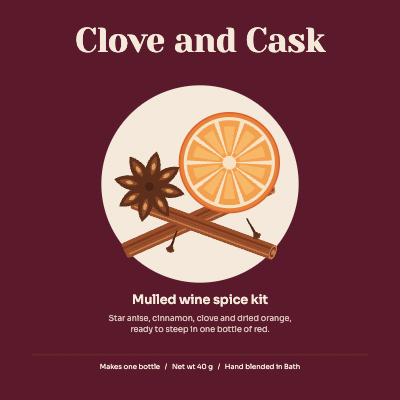 Clove and Cask Mulled Wine Spice Kit Box template preview