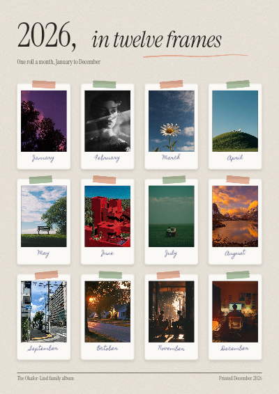 Twelve Months 2026 Year in Photos Collage Frame template preview