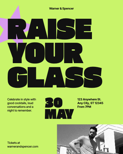 Raise Your Glass Party Poster template preview