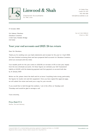 Linwood and Shah Chartered Accountants Letterhead template preview