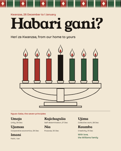 Habari Gani Kwanzaa Kinara Card template preview