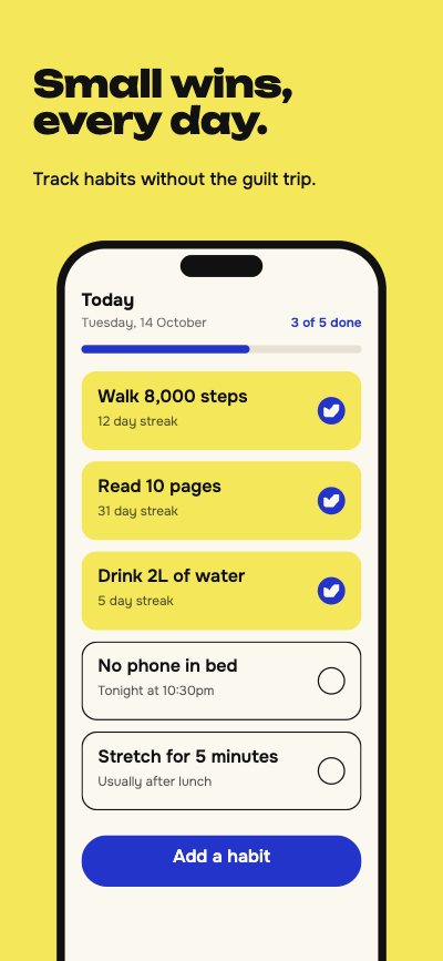 Little Wins habit app App Store screenshots template preview