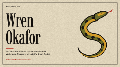 Wren Okafor Tattoo Flash Portfolio template preview