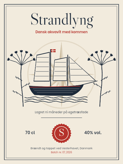 Strandlyng Danish Akvavit Label template preview