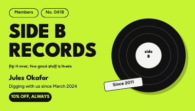 Record Shop Membership Card template preview