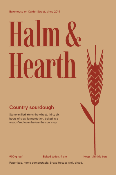 Halm and Hearth Sourdough Bag template preview