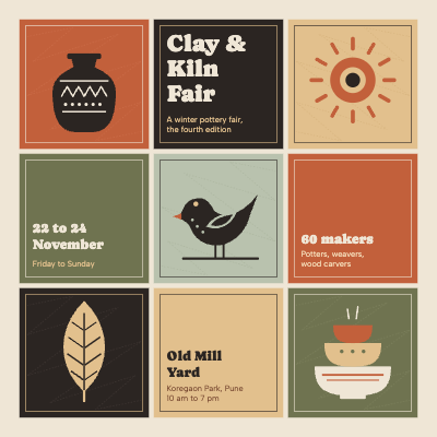 Clay and Kiln Fair Folk Tile Grid template preview