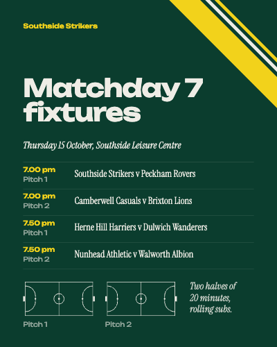 Southside Strikers Five-a-side League Fixtures Set template preview