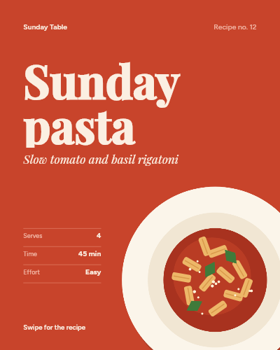 Sunday Pasta Recipe Carousel template preview