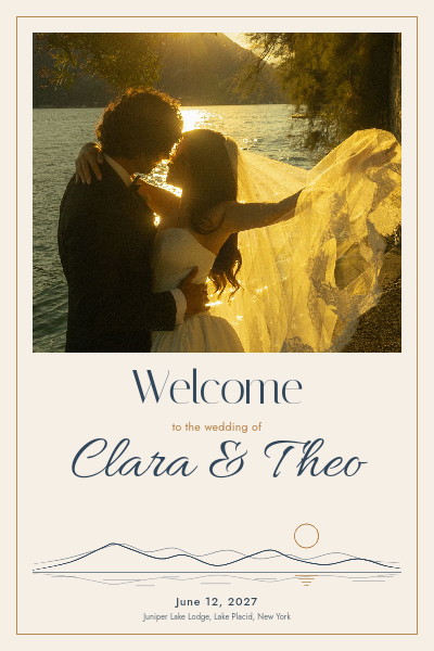 Clara and Theo Lakeside Wedding Welcome Sign Set template preview