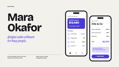 Mara Okafor Product Design Portfolio template preview