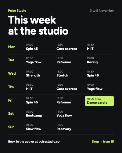 Weekly Class Schedule Post template preview