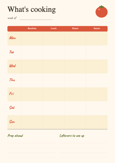 Weekly Meal Planner and Grocery List template preview