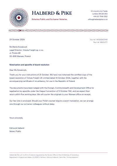 Halberd and Pike Notaries Letterhead template preview