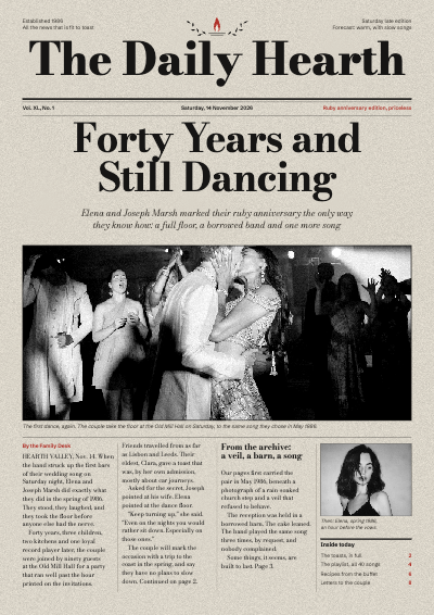 The Daily Hearth Newspaper Front Page Photo Frame template preview