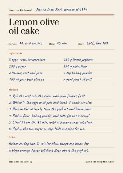Nonna Ines Family Recipe Card template preview