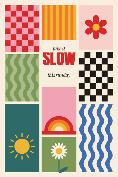 Slow Sunday Pattern Collage Poster template preview