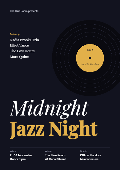 Midnight Jazz Concert Poster template preview
