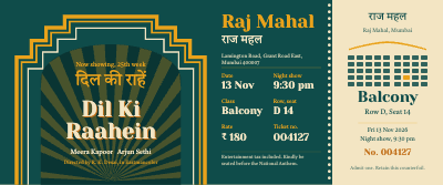 Raj Mahal Single Screen Cinema Ticket template preview