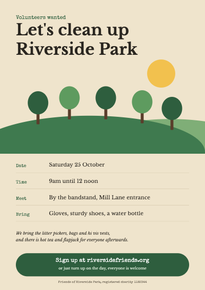 Riverside Park Cleanup Volunteer Flyer template preview