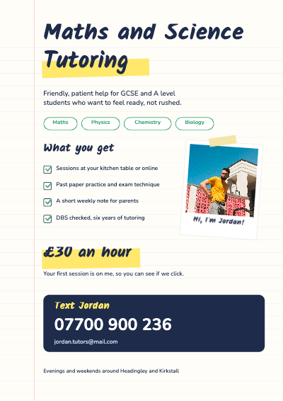 Maths and Science Tutoring Flyer template preview