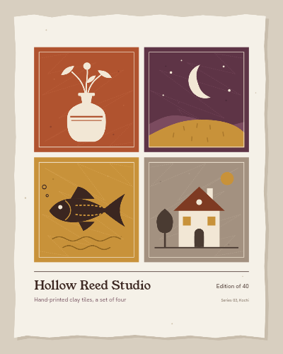 Hollow Reed Four Tile Wall Print template preview