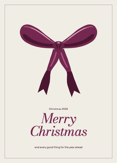 Mulberry Ribbon Christmas Card template preview