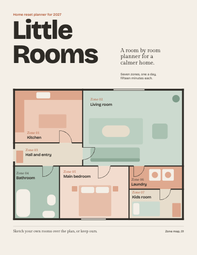 Little Rooms 2027 Home Reset Cleaning Planner template preview