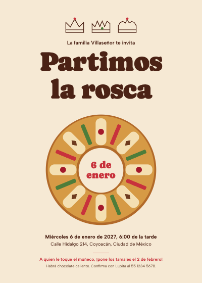 Casa Villaseñor Dia de Reyes Rosca Party Invitation template preview