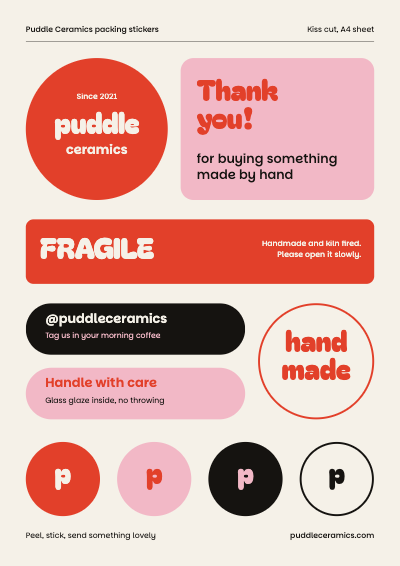 Puddle Ceramics Shop Sticker Sheet template preview