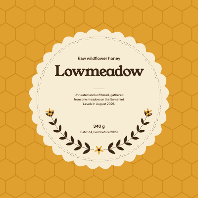 Lowmeadow Raw Honey Jar Label template preview