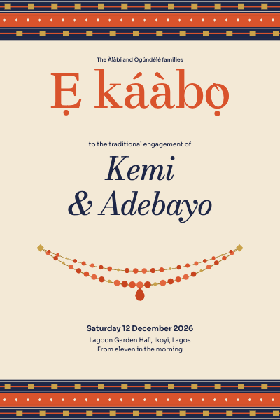 Adebayo and Kemi Yoruba Wedding Welcome and Order of Events Signs template preview