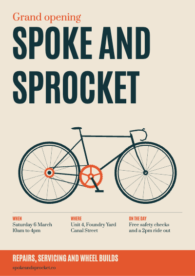 Spoke and Sprocket Bicycle Workshop Grand Opening template preview