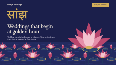 Saanjh Weddings Pichwai Website Hero and LinkedIn Cover template preview