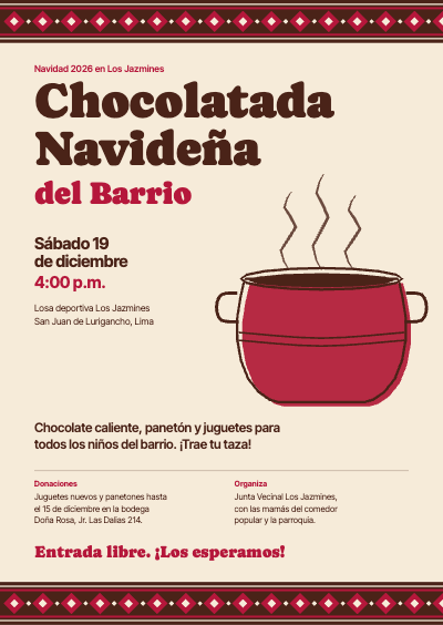 Chocolatada Navideña del Barrio Flyer template preview