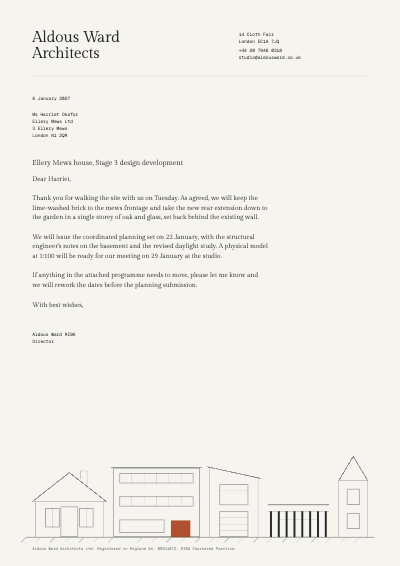 Aldous Ward Architects Letterhead and Invoice template preview