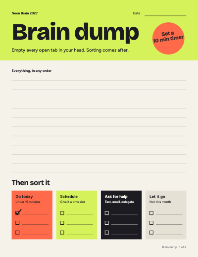 Neon Brain 2027 ADHD Daily Planner template preview