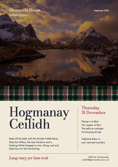 Glenmorie House Hogmanay Ceilidh Invitation template preview