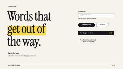 Sana Qureshi UX Writer Portfolio template preview