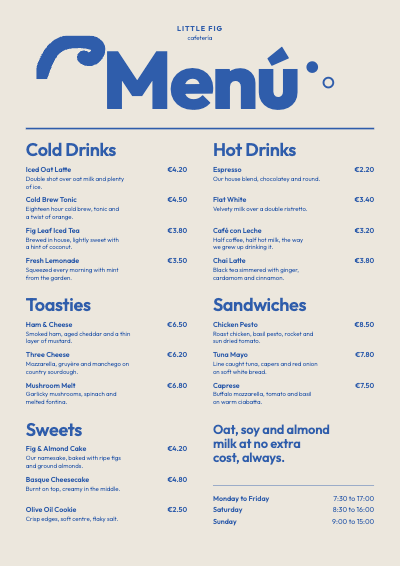 Little Fig Cafe Menu template preview