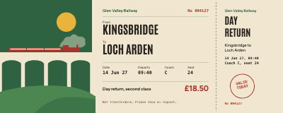 Glen Valley Rail Ticket template preview