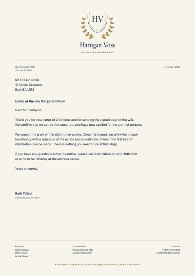 Hartigan Voss Law Firm Letterhead template preview