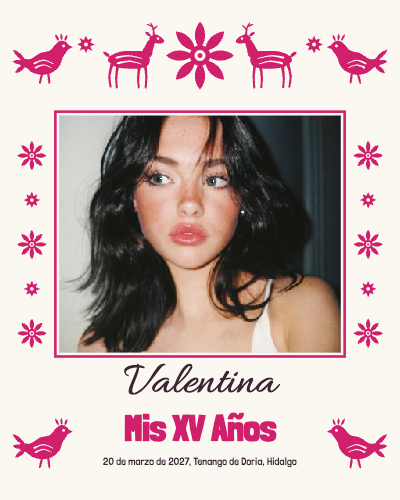 Valentina XV Años Otomi Quinceañera Photo Frame template preview