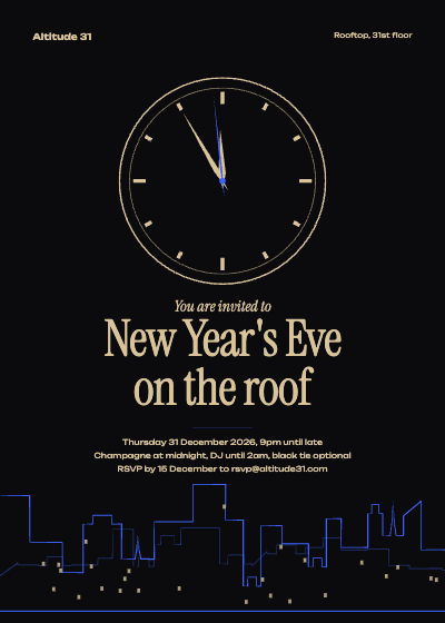 Altitude 31 Rooftop New Year's Eve Party Invitation template preview